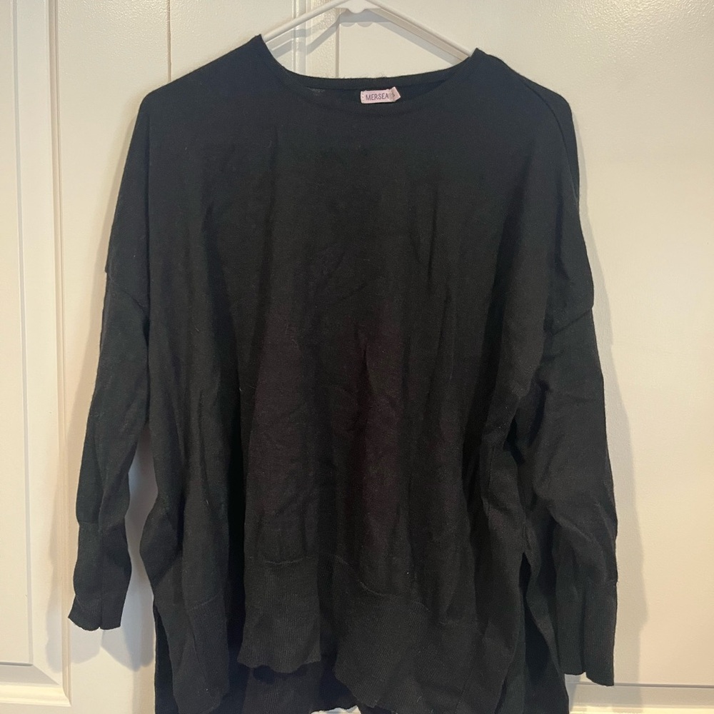 Mersea sweater with gold hearts on elbows